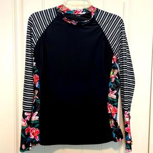 Floral & Stripe Rash Guard Top